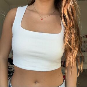 Wild Fable Woman’s Fitted White Cropped Boxy Tank Sz M Y2K Soft Girl Coquette